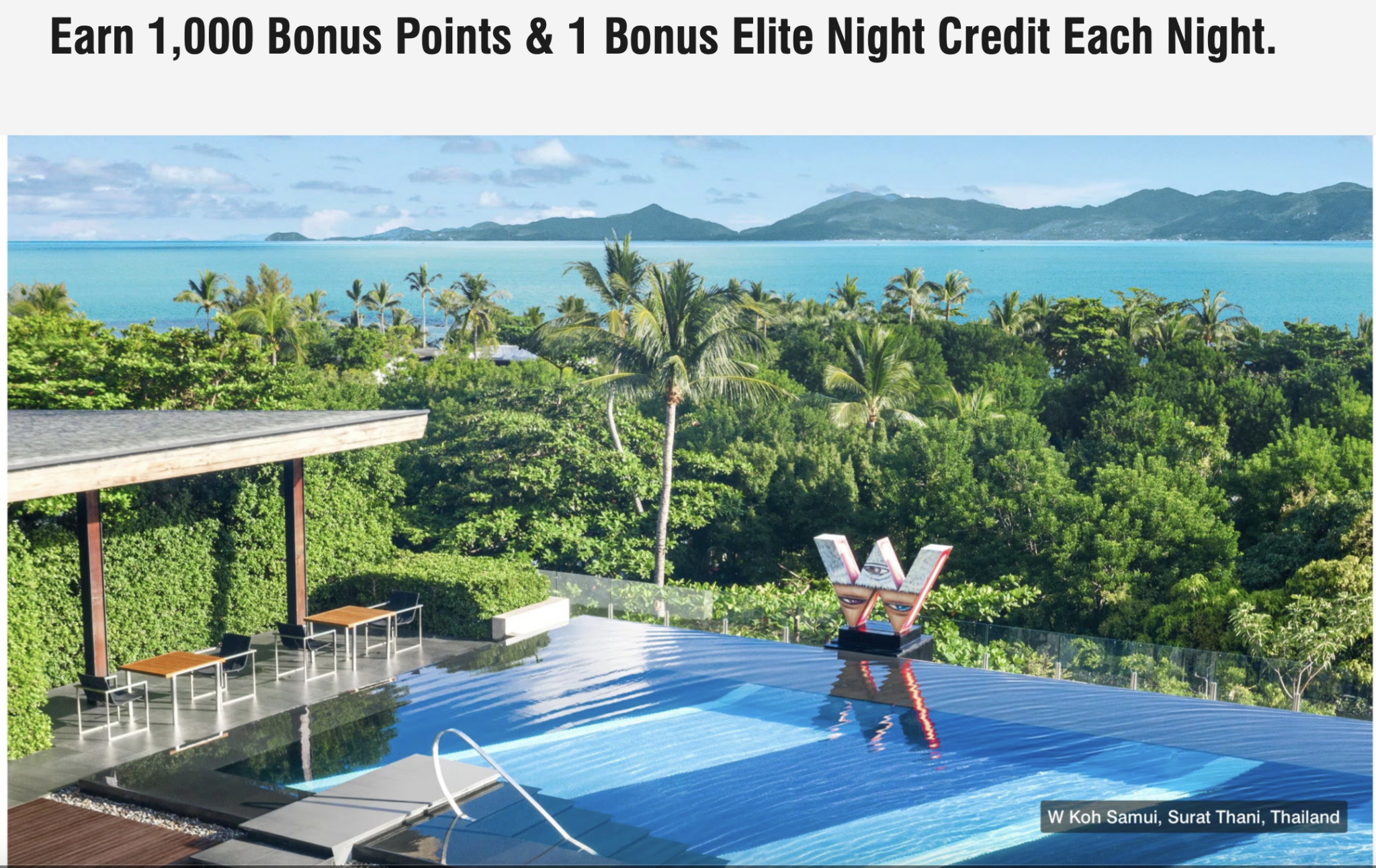 a pool with a view of the ocean and islands